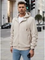 Pánska prechodná bunda s kapucňou béžová FashionStreet TX5030
