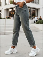 Dámske sivé džínsy s vysokým pásom v mom fit strihu FashionStreet UY3002 Dámske sivé džínsy s vysokým pásom v mom fit strihu FashionStreet UY3002