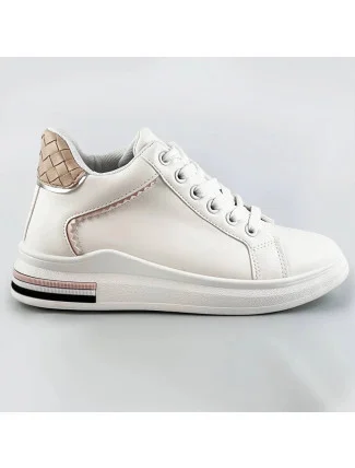 Bielo-béžové športové topánky so skrytým klinom (666-16)