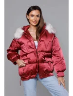 Krátka bunda oversize bordová (H-1109-25) Krátka bunda oversize bordová (H-1109-25)