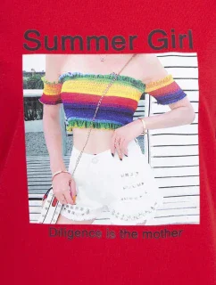 Blúzka s potlačou Summer Girl červená