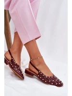 Zdobione Baleriny Na Płaskim Obcasie Bordowe Nilarisela