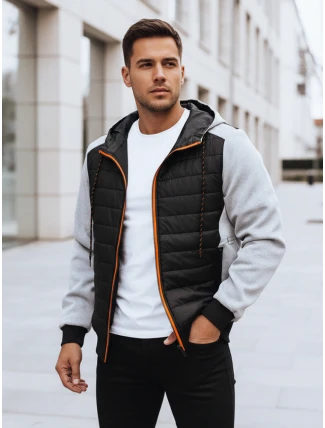 Pánska svetlosivá prešívaná bunda FashionStreet TX4393 Pánska svetlosivá prešívaná bunda FashionStreet TX4393
