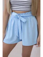 Viskózové šortky viazané v páse modré