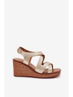 Sandały Damskie Na Koturnie Sergio Leone SK223 Złote