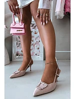 Dámské sandály na jehlovém podpatku s ozdobou Růžové Ismeria