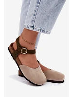 Dámske semišové kožené sandále s uzavretou špičkou Maciejka H7365-04 beige