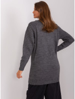 Tmavosivý dlhý oversize sveter s rolákom