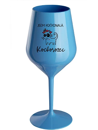 I'M A CAT. CAT - modrý nerozbitný pohár na víno 470 ml
