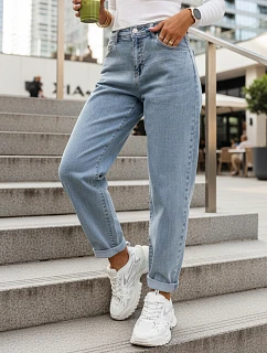 Dámske džínsy s vysokým pásom balónového strihu modré FashionStreet UY2963