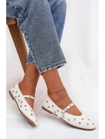 Dámske baleríny 21-41 bielo-strieborné - Diamantique