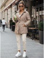Dámska prechodná bunda s opaskom béžová FashionStreet TY5589