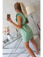 Šaty s volánmi na bokoch v tmavej mätovej farbe