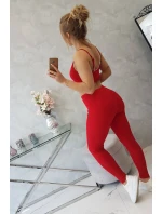 Súprava s blúzkou s rebrovaním červená