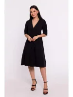 B280 Šaty s výstrihom do V - čierne