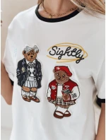 Dámske oversize tričko s výšivkou CLASSY TEDDY biele FashionStreet RY2844 Dámske oversize tričko s výšivkou CLASSY TEDDY biele FashionStreet RY2844