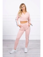 Sada s ozdobnými stuhami tmavo púdrovo ružová