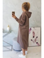 Zateplené šaty s kapucňou mocca Zateplené šaty s kapucňou mocca