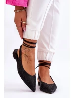 Wiązane Baleriny Z Dżetami Czarne Mavis