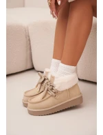 Śniegowce Damskie Z Naturalnego Zamszu D.Franklin DFSH375006 Jasnobeżowe