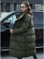 Dámsky zimný dlhý prešívaný kabát FAVI zelený FashionStreet TY4576 Dámsky zimný dlhý prešívaný kabát FAVI zelený FashionStreet TY4576