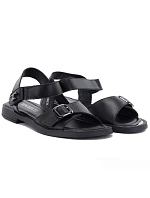 Dámske čierne kožené sandále Vinceza 26-62303