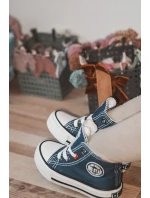 Dziecięce Wysokie Trampki Z Suwakiem BIG STAR HH374189 Granatowe