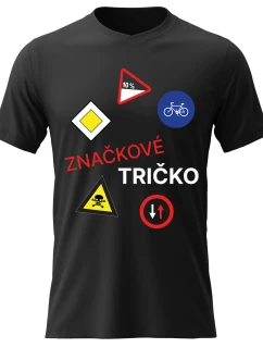 Pánské bavlněné tričko s potiskem - ZNAČKOVÉ TRIČKO - černé