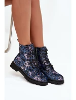 Dámske zateplené členkové topánky 57C1052 Dark Blue Pattern - Artiker