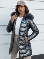 Dámska zimná prešívaná bunda s kapucňou SHINE sivá FashionStreet TY4564