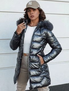 Dámska zimná prešívaná bunda s kapucňou SHINE sivá FashionStreet TY4564