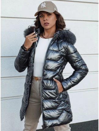 Dámska zimná prešívaná bunda s kapucňou SHINE sivá FashionStreet TY4564
