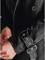 Dámsky dlhý kabát s opaskom SLIMFOTA black FashionStreet NY0747
