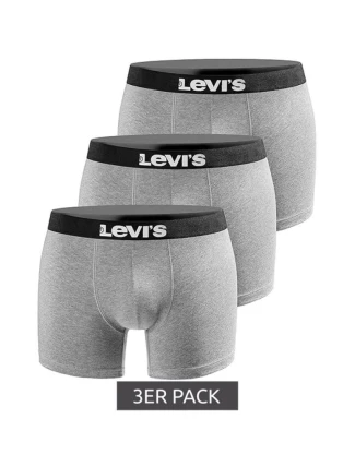 Pánske 3-pakové šedé bavlnené boxerky Levi's