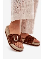 Klapki Damskie Na Platformie Ze Złotą Klamrą Panterka Selira