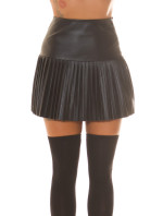 Sexy faux leather pleated mini skirt