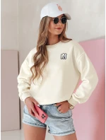 Dámska nadrozmerná mikina s výšivkou SOFTSLON ecru FashionStreet BY1433 Dámska nadrozmerná mikina s výšivkou SOFTSLON ecru FashionStreet BY1433
