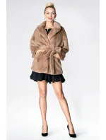 Hnedá dámska bunda - kožúšok s golierom (GSQ2166) Hnedá dámska bunda - kožúšok s golierom (GSQ2166)