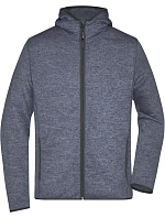Daiber JN 589 Pánska pletená fleecová bunda s kapucňou 02.0589 denim melange/čierna Daiber JN 589 Pánska pletená fleecová bunda s kapucňou 02.0589 denim melange/čierna