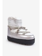 Damskie Śniegowce Z Wiązaniem Srebrne Toolsa