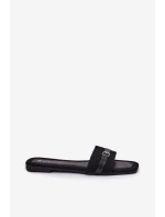 Płaskie Klapki Damskie Z Paskiem I Sprzączką Czarne Zilina