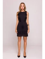 M864 Mini šaty s čipkovanými panelmi - čierne M864 Mini šaty s čipkovanými panelmi - čierne