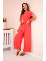 Viskózový set plisovaná blúzka + nohavice malinová