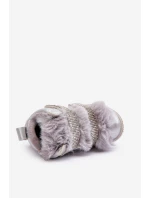 Skórzane Dziecięce Śniegowce Ocieplane Srebrne Leela