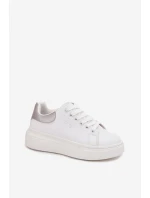 Sneakersy Damskie Na Platformie Big Star SS274245 Biało-Srebrne