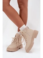 Trapery Damskie Ocieplane Futerkiem Na Zamek Jasnobeżowe Tharika