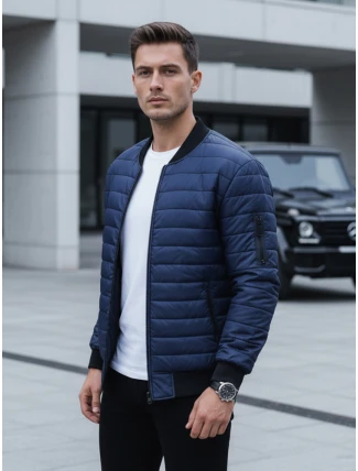 Pánska prešívaná bunda bomber navy blue FashionStreet TX4419