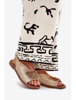 Sandały Damskie Na Płaskim Obcasie Z Ozdobą Złote Setorina