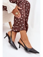 Lakierowane Czółenka Na Szpilce Z Odkrytą Piętą Czarne Talira