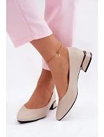 Baleríny Vinceza Béžové na nízkém podpatku